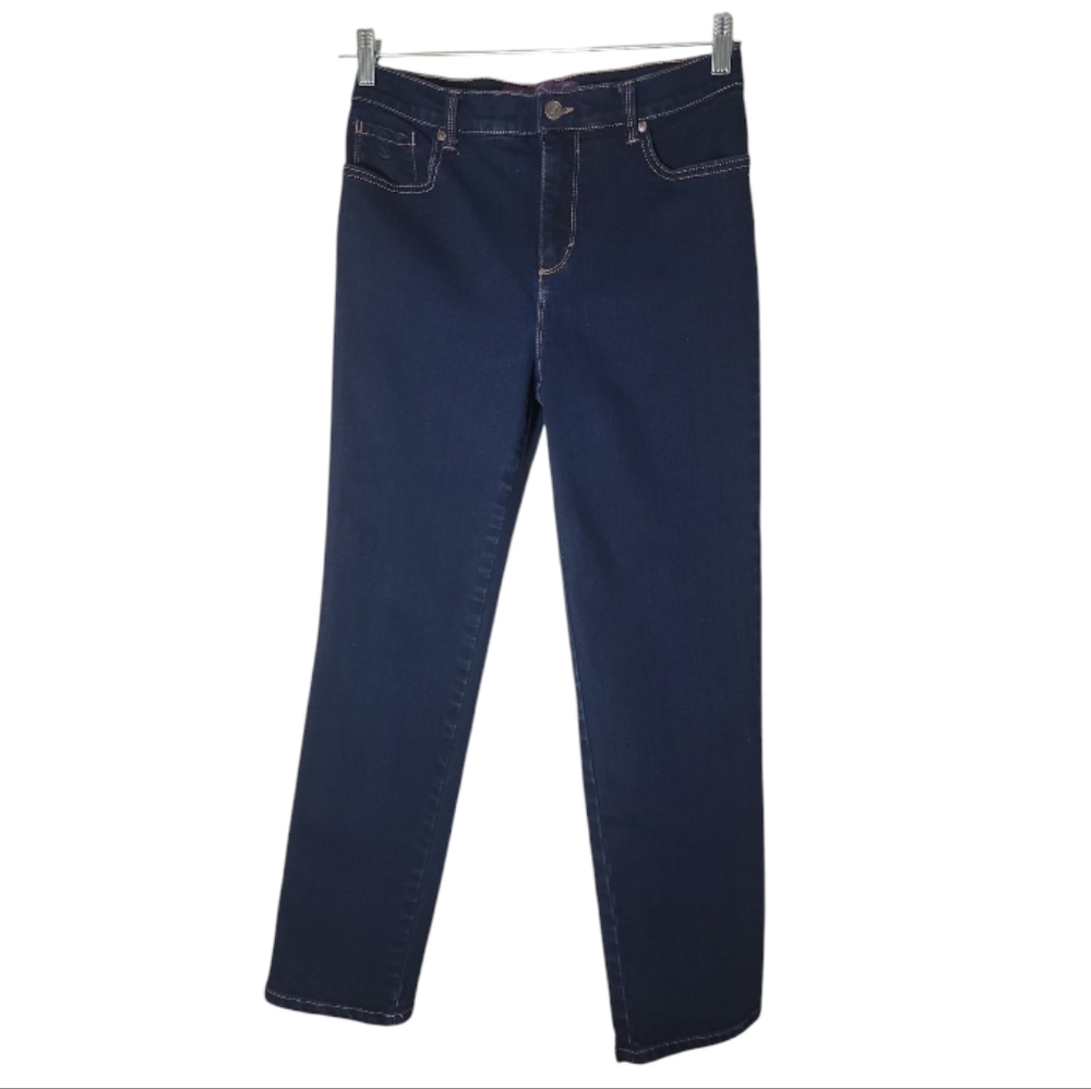 Gloria Vanderbilt Amanda jeans 8P petite high waisted straight leg dark wash